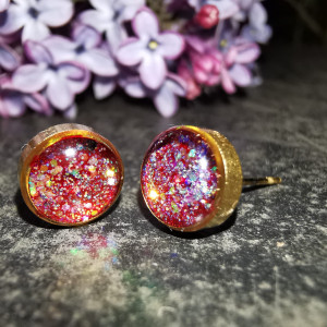 Czerwone kolczyki żywica okrągłe kolczyki kolorowe