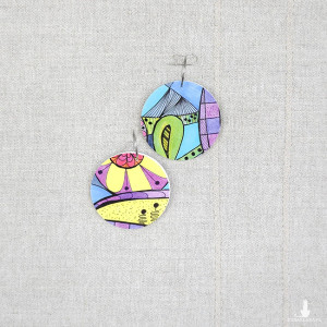 6741 kolorowe, niepowtarzalne, duże, dwustronne, bajkowe kolczyki