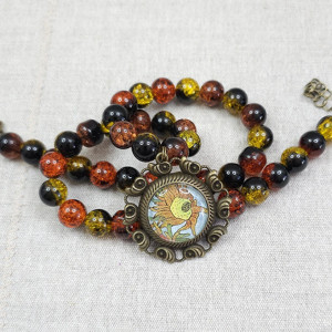 6742 naszyjnik z wisiorkiem; wisiorek słonecznik; kolory ziemi