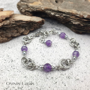 Bransoletka chainmaille - ametyst