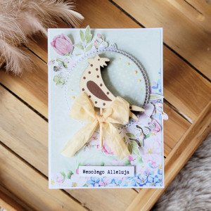 Pastelowa kartka wielkanocna z kogucikiem 3