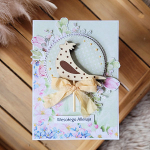 Pastelowa kartka wielkanocna z kogucikiem 2