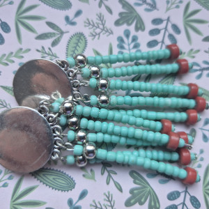 Klipsy niebiesko-bordowe