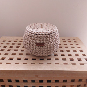 Koszyk baryłka z pokrywką beżowy