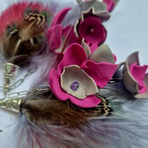 Kolczyki pióra kwiaty lekkie boho