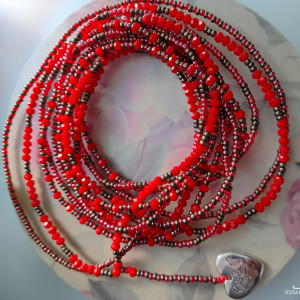 Naszyjnik Mama Dla Mamy Korale Długie Czerwone