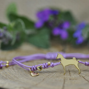 Basenji - bransoletka z psem, srebro 925 pozłacane