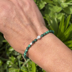 Bransoletka z Malachitu i srebra 925 - łapka / łapa