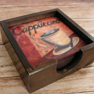 Podkładki pod kubki w pudełku - "Zaproszenie na kawę"