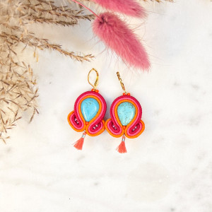 FREEDOM MINI - MAŁE KOLCZYKI SUTASZ - POMARAŃCZOWE