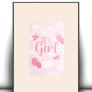 boho plakat A4, pastelowy plakat dla dziewczynki, its a girl plakat do pokoju dziewczynki, małe plakaty do domu, dziewczynka plakat, pudrowe plakaty z napisami, nowoczesne plakaty na ścianę