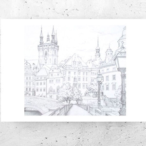 miasto plakat, biało czarny plakat A4, mały plakat z miastem, retro plakat z uliczką, podróże plakat, architektura plakat, ładne plakaty do domu, plakat do biura, plakat do salonu