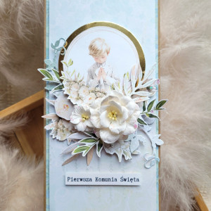 Kartka na Pierwszą Komunię Świętą – dla chłopca – w pudełku