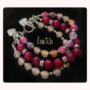 Bransoletka handmade ze stali szlachetnej z agatem