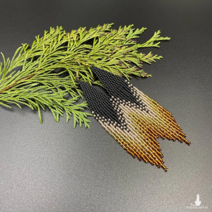 Kolczyki cieniowane - czarny brązowy złoty #933