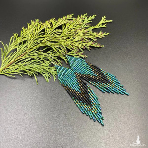 Kolczyki cieniowane - czarny, morski, złoty #937