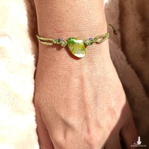 Aquatic Plant perła słodkowodna lapis lazuli delikatna bransoletka pleciona mikro makrama