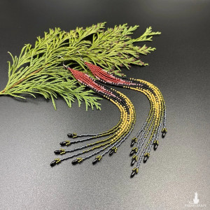 Kolczyki do ramion - czerwony czarny żółty oliwkowy stalowy  #938