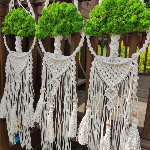 Makramowe drzewko z chrobotkiem w stylu Boho w kolorze naturalnym