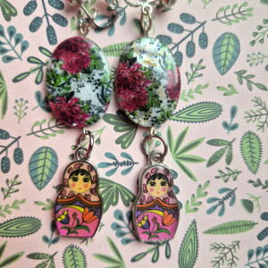 Klipsy kolorowe matrioszki