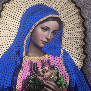 Naszywka cekinowa duża Matka Boska