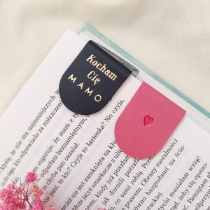 Magnetyczne zakładki do książki (2 szt.) - skóra naturalna, prezent dla Mamy, prezent na Dzień Matki, skórzana zakładka, magnetyczna zakładka, złoty napis