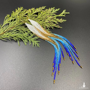 Kolczyki do ramion - biały, złoty, niebieski #945