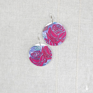 6774 kolorowe, niepowtarzalne, duże, dwustronne kolczyki; kwiaty