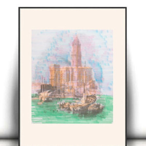 pastelowy plakat 21x30, retro plakat A4, vintage plakat z pejzażem, obrazek w stylu vintage, żeglarski obrazek 21x30, retro posters a4, pastelowy pejzaż, podróże plakat, krajobraz plakat