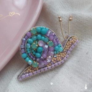 Broszka ŚLIMAK fioletowo-turkusowy