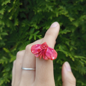 pierścionki kolorowej ćmy , ręcznie wykonane, fairycore, fantasy