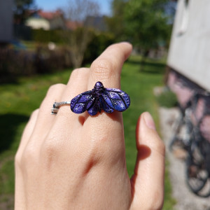 pierścionki kolorowej ćmy , ręcznie wykonane, fairycore, fantasy