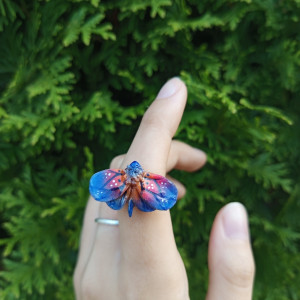 pierścionki kolorowej ćmy , ręcznie wykonane, fairycore, fantasy