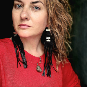 Kolczyki czarne ekoskóra długie