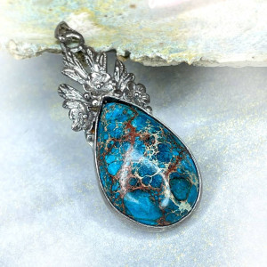 Wisior z jaspisem jak z leśnej baśni a1139