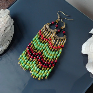 Kolczyki Indie Temple Boho Styl Orientalna Bizuteria