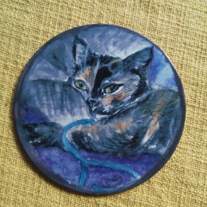 Podkładka pod kubek - Duszka II (z niebieską wstążką)