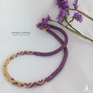 Naszyjnik fioletowo-złoty