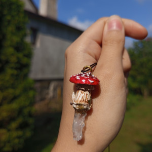 Naszyjnik muchmorka z agatem, idealny na prezent, magia fantasy, goblincore