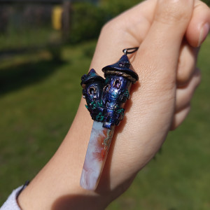 naszyjnik domek wiedźmy z agatem, idealny na prezent, magia fantasty