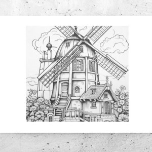 rustykalny plakat z wiatrakiem, Holandia obrazek A4, wiatrak plakat 21x30, plakat z młynem, holenderki plakat, plakat z krajobrazem, Holandia plakat, retro posters a4