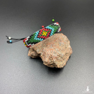 BRANSOLETKA TKANA NA KROŚNIE Z KORALIKÓW - ETNO kolorowa #954