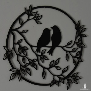 Para ptaków-dekoracja na ścianę wypalana laserem na płycie HDF