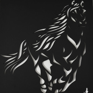 Koń ,dekoracja na ścianę wypalana laserem na płycie HDF