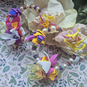 Kolczyki kwiaty kolorowe koła