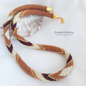 Naszyjnik koralikowy miodowo-złoty