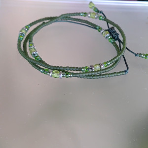 Bransoletka Makrama Zielona Hematyt Koraliki2