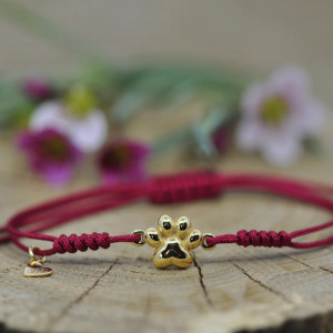 Łapa / Łapka psia / kocia - bransoletka, srebro 925 pozłacane