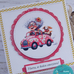 Kartka z okazji przejścia na emeryturę z uroczą hipiską, personalizacja