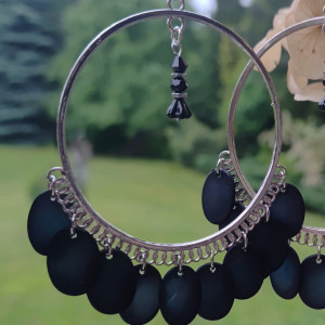 Kolczyki Koła Duże Czarne Oliwki